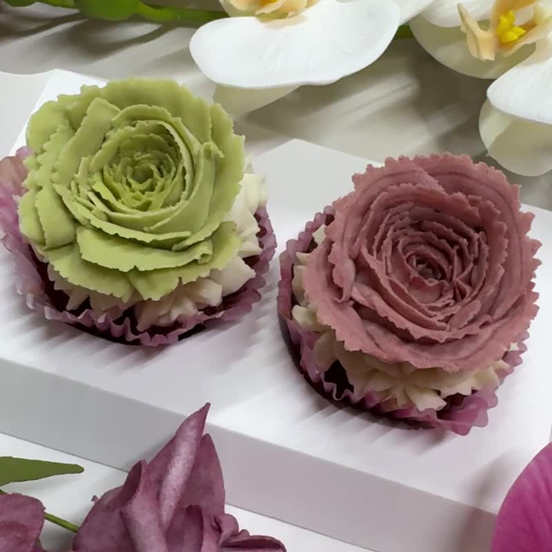 AY baker 抹茶口味紅麴口味玫瑰韓式裱花杯子蛋糕 rose cupcake - 蛋糕/甜點 - 新鮮食材 白色