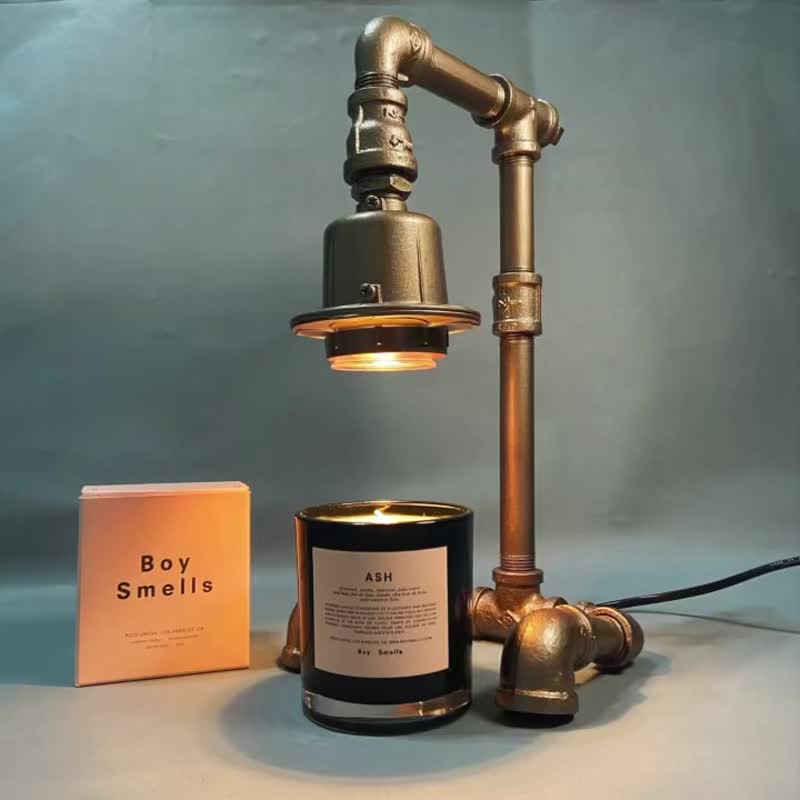 [First Choice for Gifts] Handmade Industrial Style Candle Lamp Dimmable [Classic Brown Classic] - โคมไฟ - โลหะ สีทอง