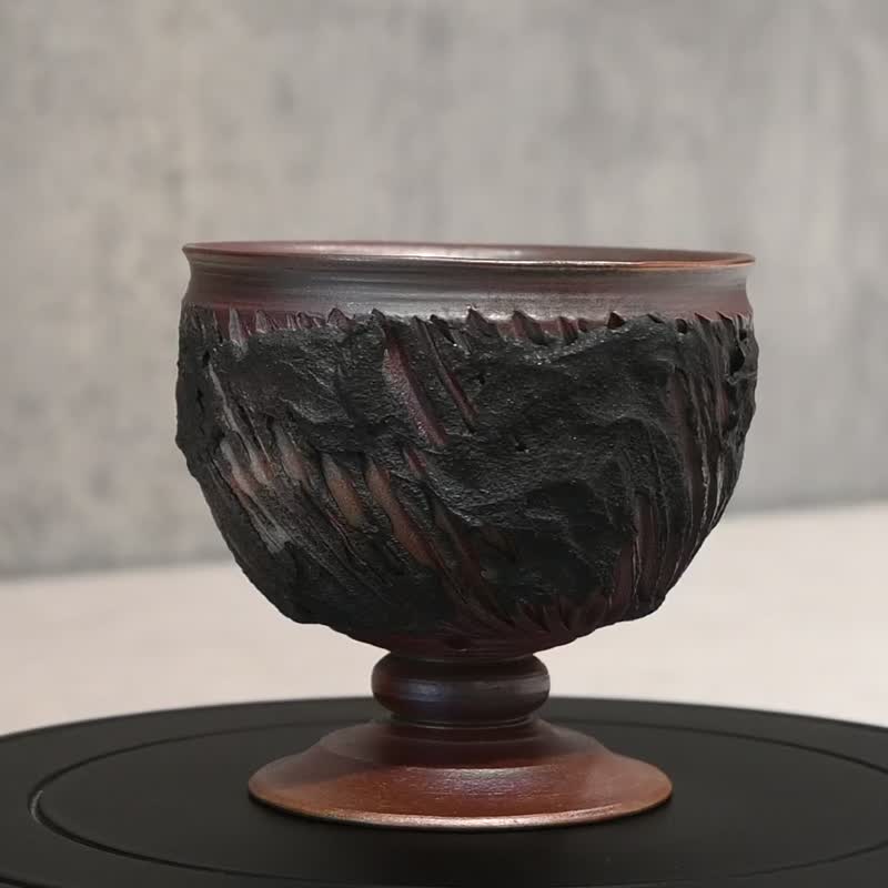 柴燒高足盆器 盆栽 盆器 塊根【臻麟陶藝】 - 盆栽/植栽 - 陶 