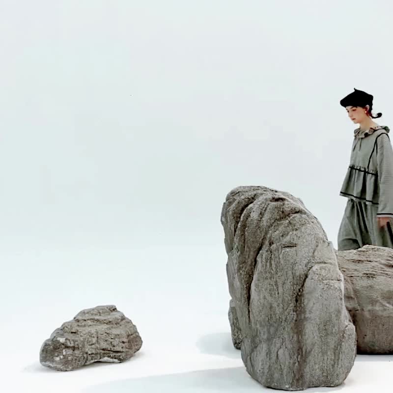 黑白格子寬鬆闊腿褲 / 褲子 - 女長褲 - 棉．麻 黑色