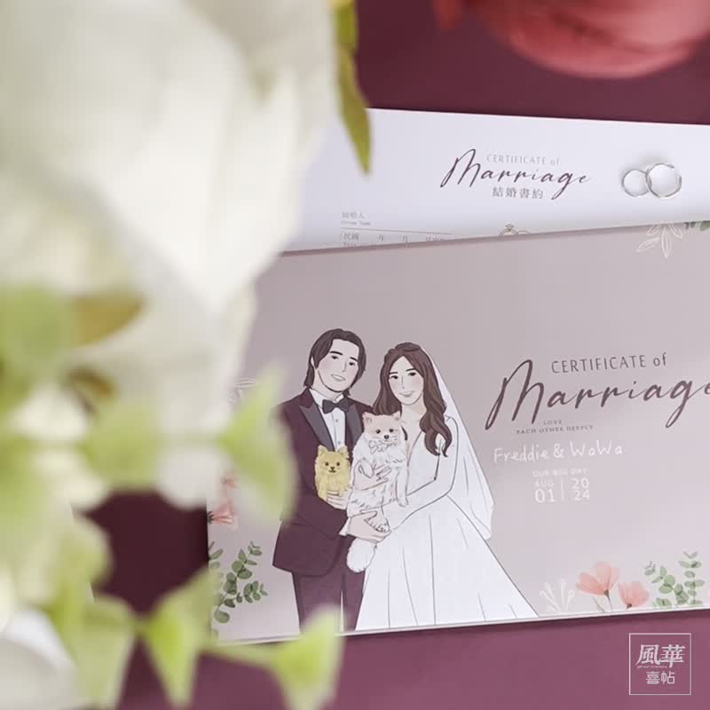 [Wedding Gift] Acrylic wedding contract-customized face painting-including contract folder and paper set - ทะเบียนสมรส - อะคริลิค 