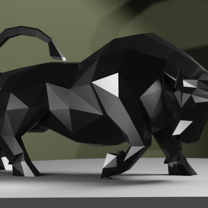 Bull, Papercraft, lowpoly bull, Decor3D - 電子似顏繪/繪畫/插畫 - 其他材質 