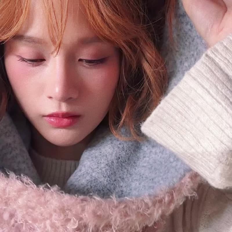 AMBER 系列 - 柔映 * 粉霧色 混織毛料 圍巾 連帽圍巾 - 圍巾/披肩 - 其他人造纖維 粉紅色