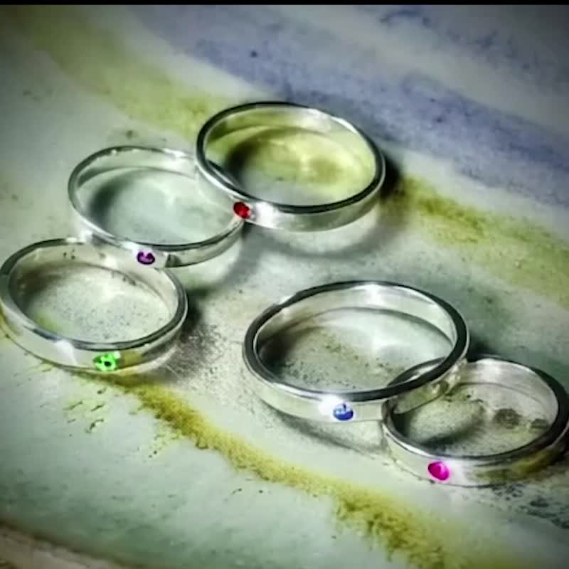 【Captain Flint手作銀飾】心選之環 天然紅寶石 藍寶石 純銀戒指 - 戒指 - 寶石 多色