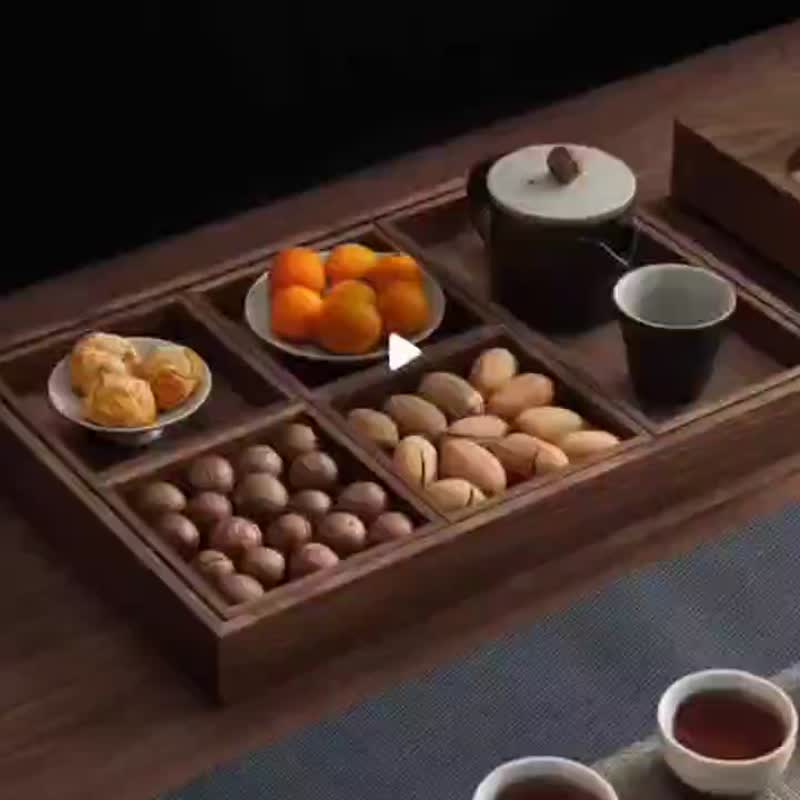 茶盤6件套  黑胡桃木托盤  經典茶具 - 居家收納/收納盒/儲物盒 - 木頭 