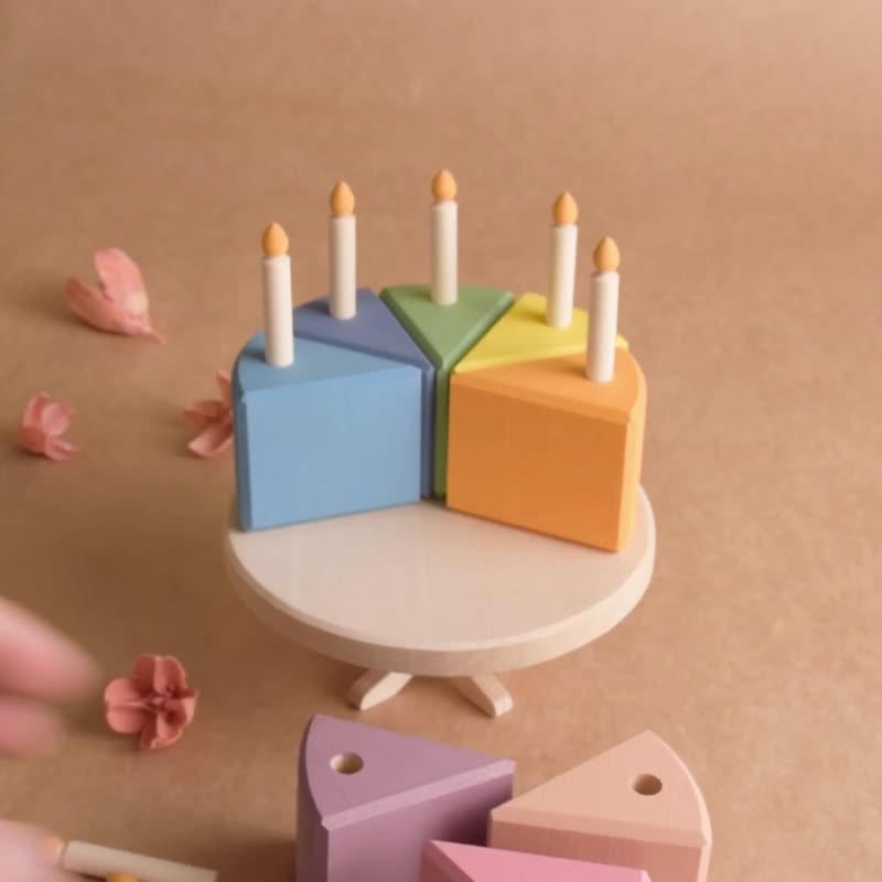 Wooden Toy Birthday Cake with Candles Best Gifts for Toddler Girls and Boys - 寶寶/兒童玩具/玩偶 - 木頭 粉紅色