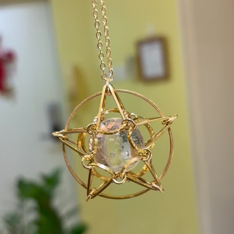 The Star • 白水晶 星星項鍊 頸鏈 黃銅 紀念日 情人節禮物 水晶 - 項鍊 - 其他金屬 白色