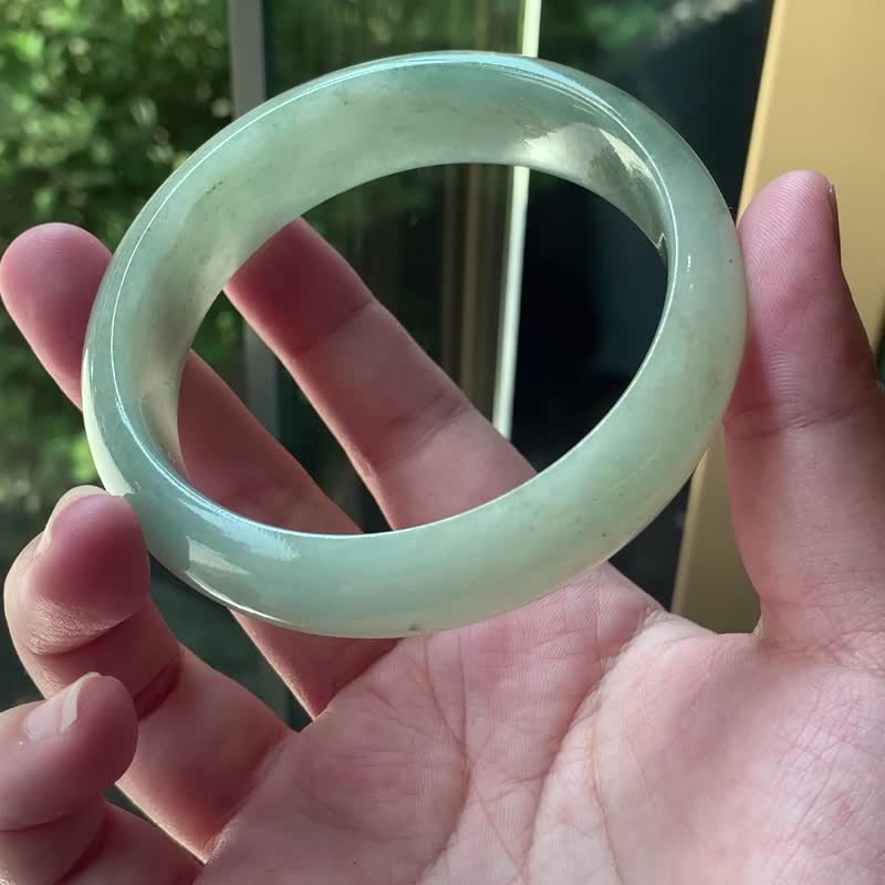 Warm wind | Ice waxy glue/Gradient Teal/Peace bracelet/Hand circumference 19-19.5|Natural A-grade jade bracelet - Bracelets - Jade Green