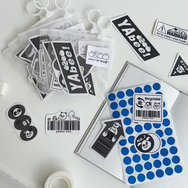 Happy Zoo-Barcode Transparent Sticker Pack/Handbook Sticker - สติกเกอร์ - กระดาษ สีดำ