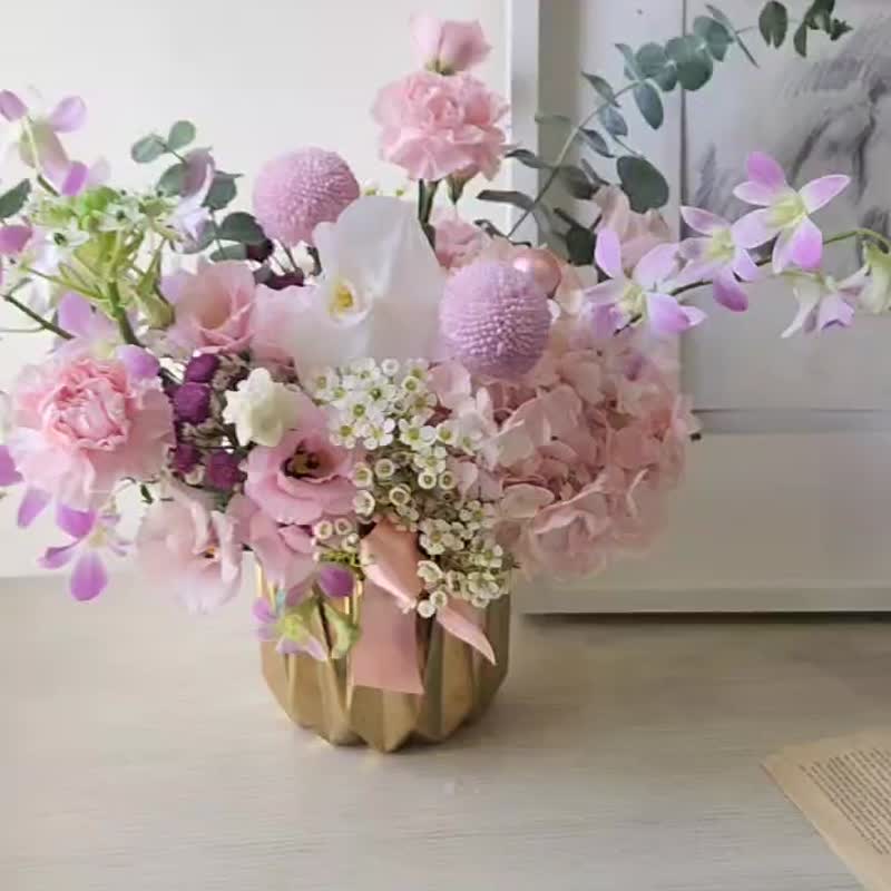 CP value flower table flower light pink and lavender color - ช่อดอกไม้แห้ง - พืช/ดอกไม้ สึชมพู