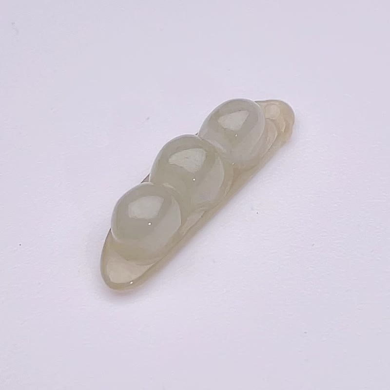 冰種淡黃翡翠福豆 | 天然緬甸玉翡翠A貨 | 送禮 - 吊飾/掛飾 - 玉石 黃色