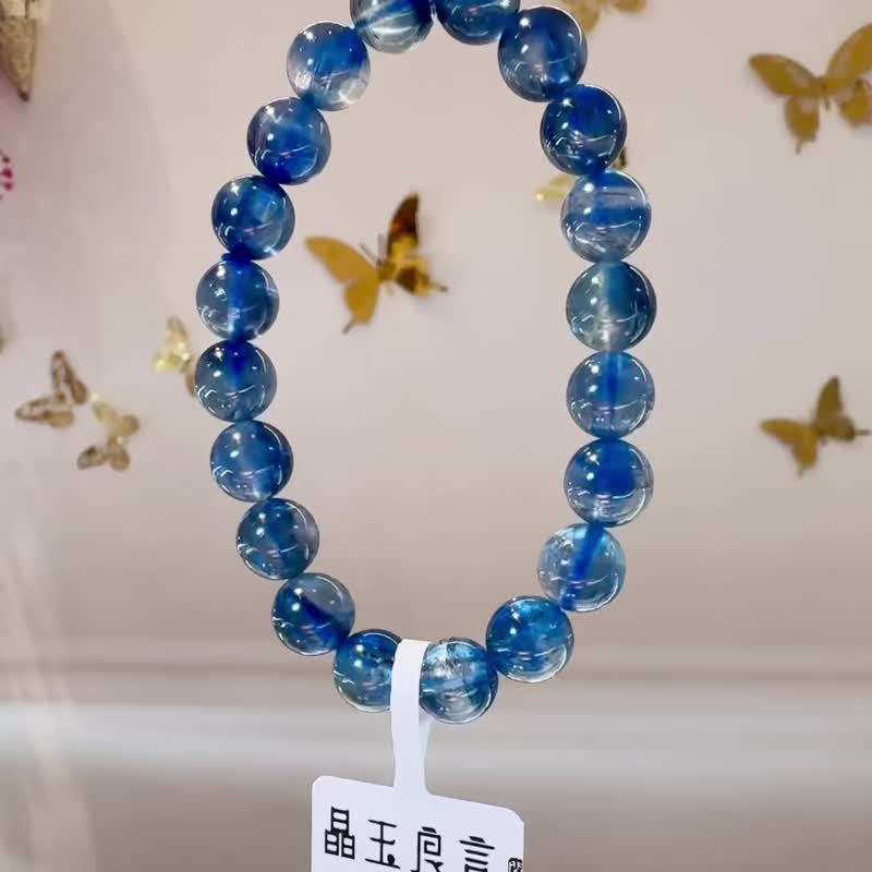 最高級數美人魚藍晶石8.7-9mm27.2g轉運水晶美人魚晶石提升洞悉力 - 手鍊/手環 - 水晶 藍色