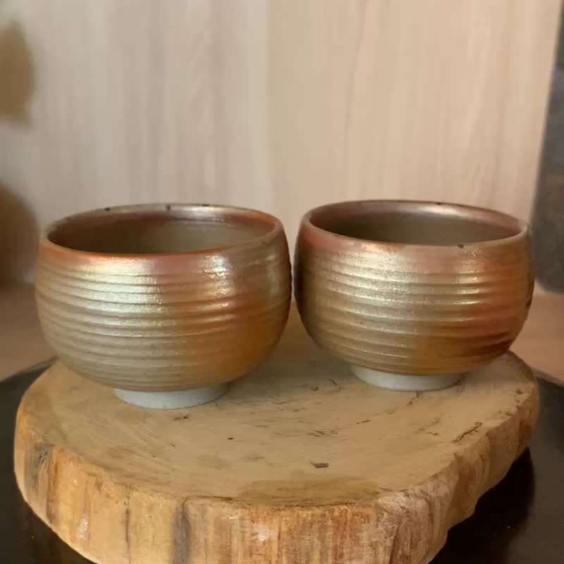 柴燒小杯兩個 - 茶壺/茶杯/茶具 - 陶 