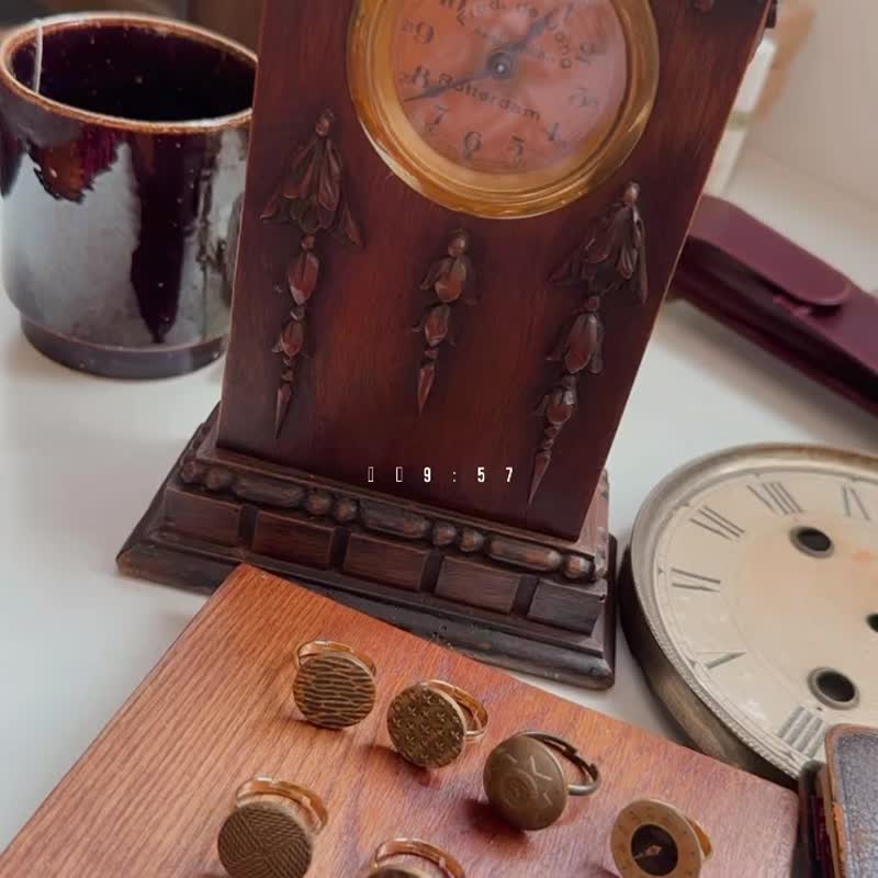 French 60s Vintage antique ring waffle - General Rings - Copper & Brass Brown