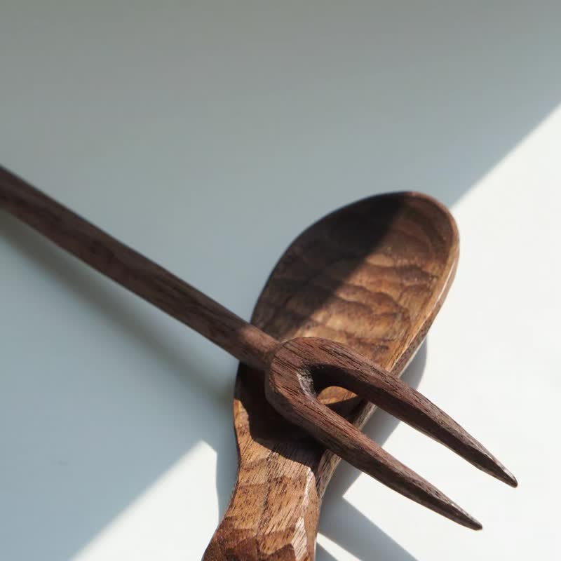 woodcarving tea fork - 刀叉/湯匙/餐具組 - 木頭 咖啡色