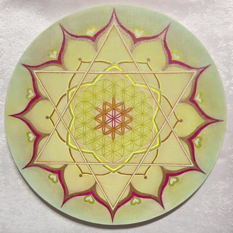 520 Exclusive Offer Hand-painted Oil Canvas Frameless Painting Joy Zen Flower of Life Mandala Hexagram Positive Energy - Posters - Cotton & Hemp Multicolor