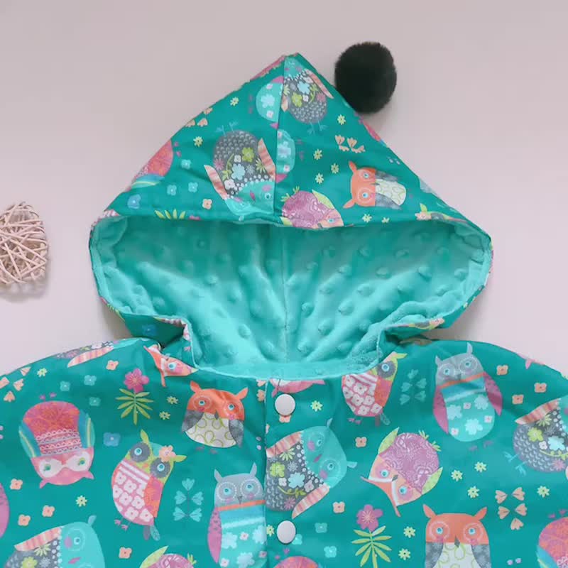 Children's Cloak I Owl I Beanie Cloth Warm Lined Blanket Jacket - Coats - Cotton & Hemp 