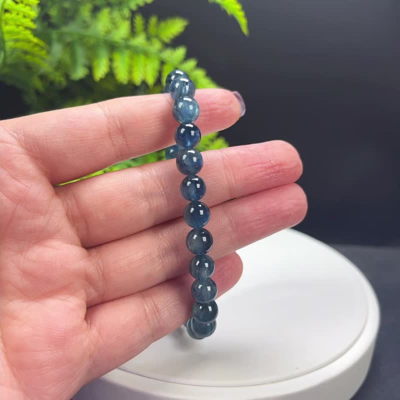 高品質透體藍晶石手串顆顆貓眼綠藍晶石手鏈單圈女藍綠手珠 7.8mm - 手鍊/手環 - 寶石 