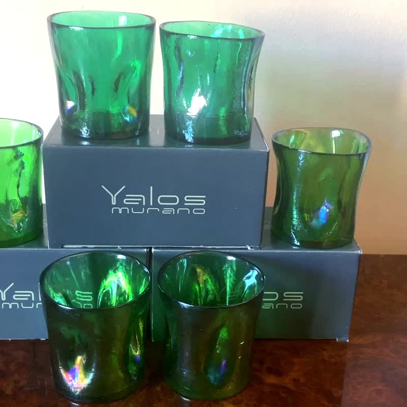 Murano – Set of 6 Happy Drink glasses - Bar Glasses & Drinkware - Glass Green