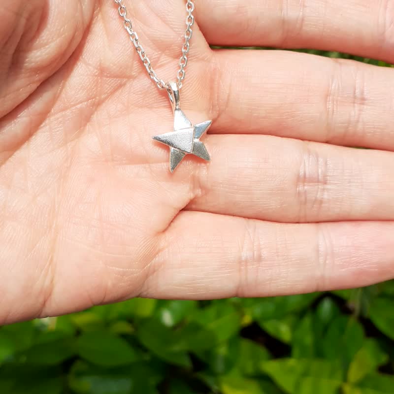 tangram silver star pendant - สร้อยคอ - เงินแท้ สีเงิน