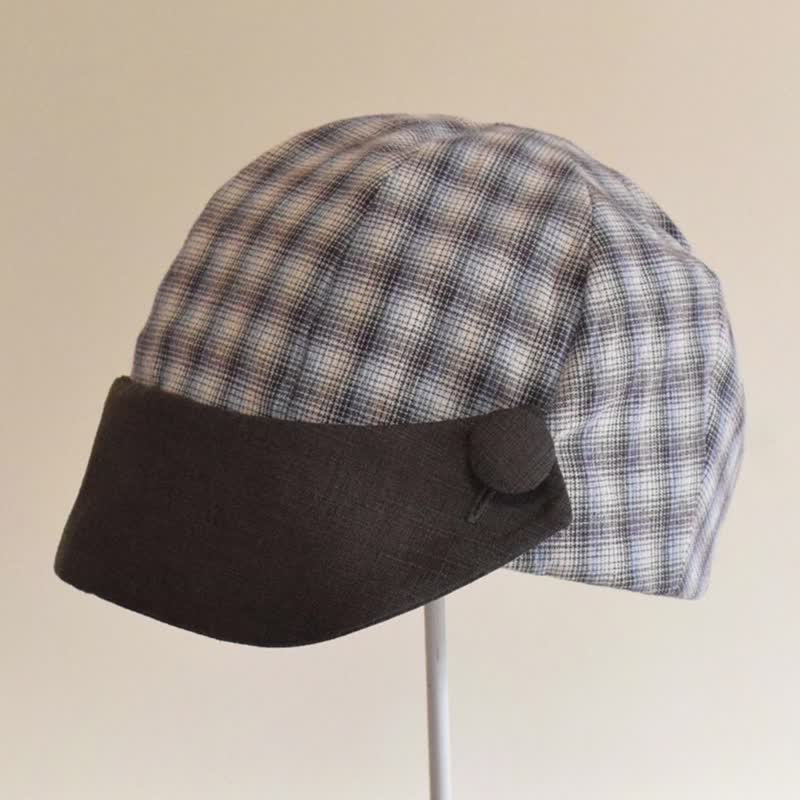 Gatchaman style casquette that can be arranged by removing the visor - double visor casquette PL1276-BL - Hats & Caps - Cotton & Hemp Blue
