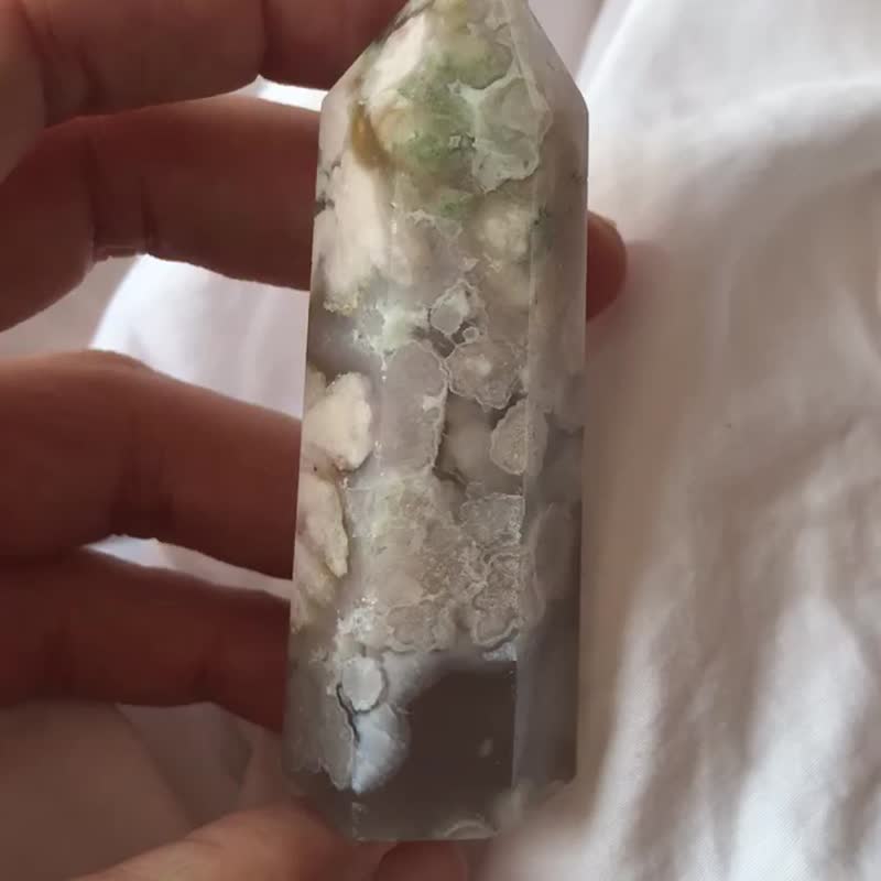 天然水晶 櫻花瑪瑙柱 灰冰瑪瑙 擺設 水晶原礦 原石 crystal - 擺飾/家飾品 - 水晶 多色