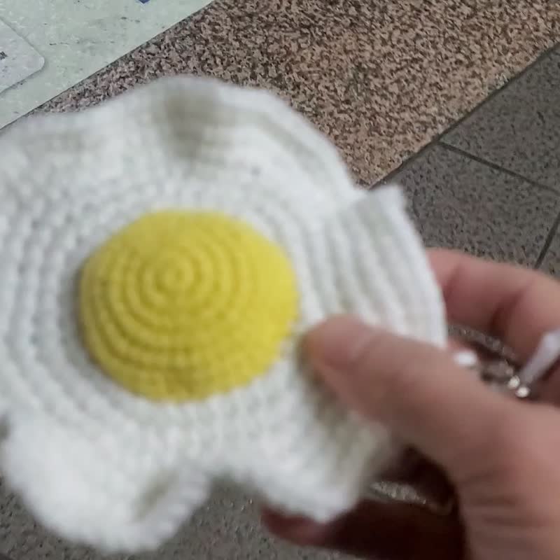 crochet amigurumi fried egg as card holder - ID & Badge Holders - Cotton & Hemp White