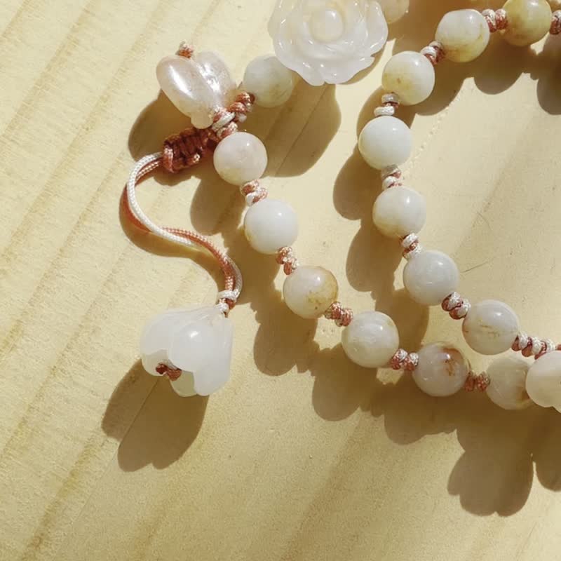 Handmade Jade Bracelet - Warm Tones Rose - Double Strand Wrap Bracelet - 手鍊/手環 - 玉石 紅色