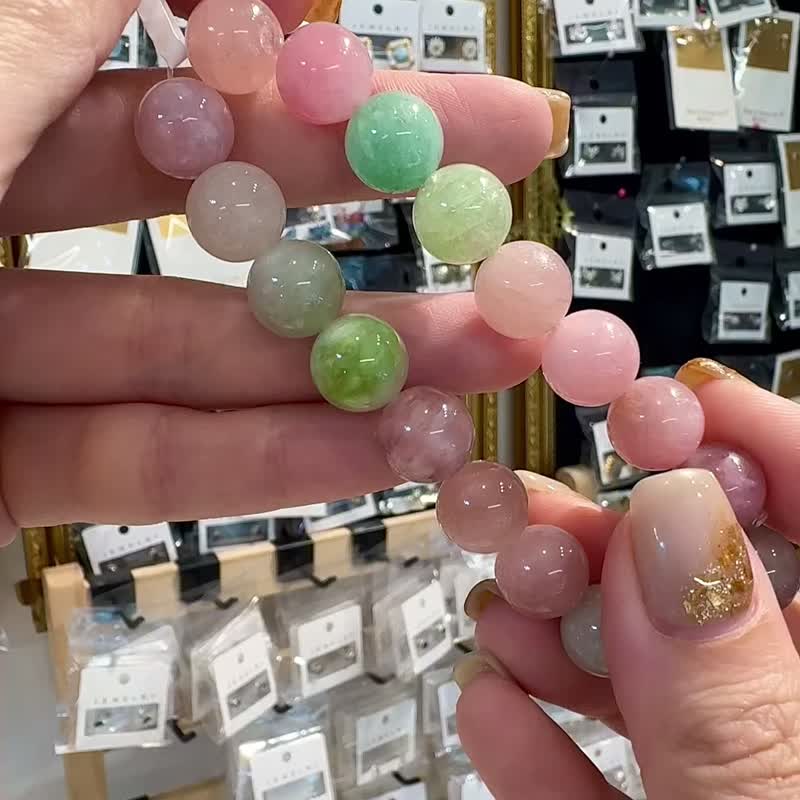 亮色冰淇淋碧璽水晶手珠11mm39.57g高磁場高頻率能量旺夫石 - 手鍊/手環 - 水晶 多色