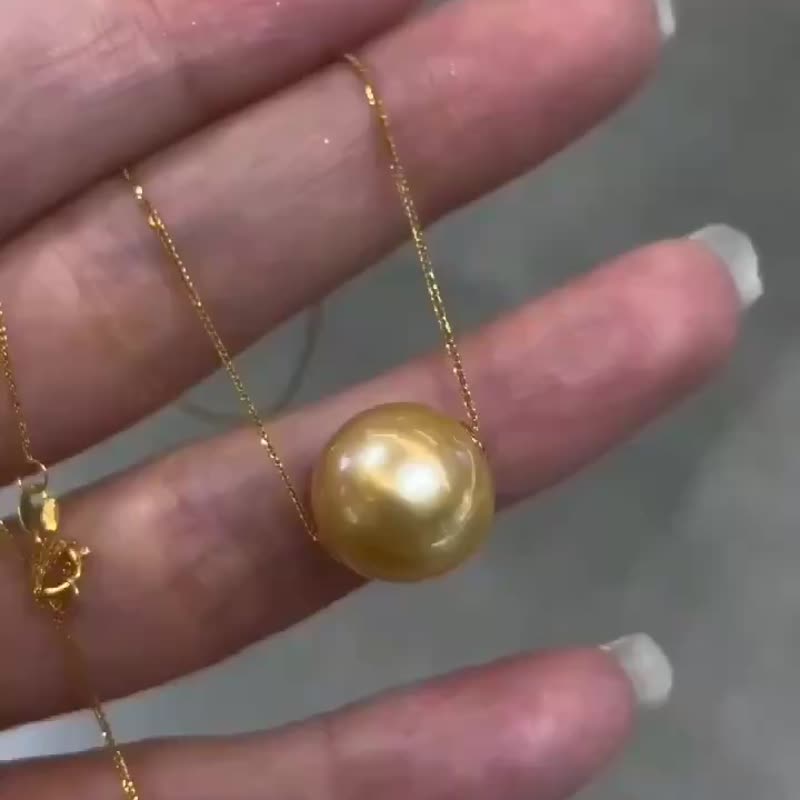 路路通 天然海水珍珠 南洋金珠 18K金 項鏈 - 項鍊 - 珍珠 金色