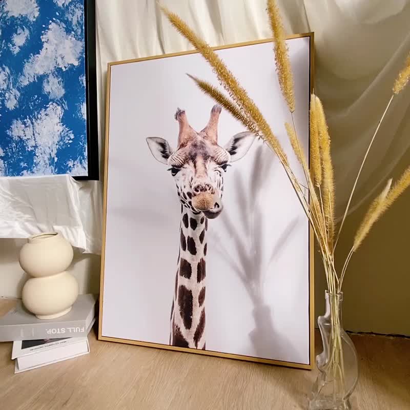 Funny Giraffe-Cute Animal Print, Children's Room Decor, Nordic Wall Art, Cozy - โปสเตอร์ - วัสดุอื่นๆ สีส้ม