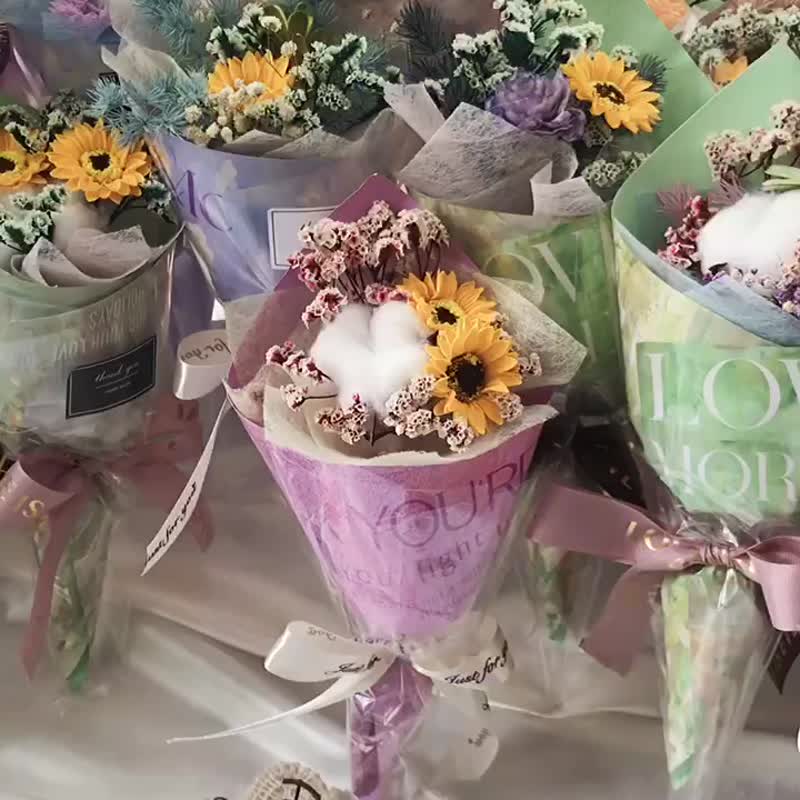 Sweet cone bouquet oil painting style country flower bouquet can be customized in large quantities - ช่อดอกไม้แห้ง - พืช/ดอกไม้ 