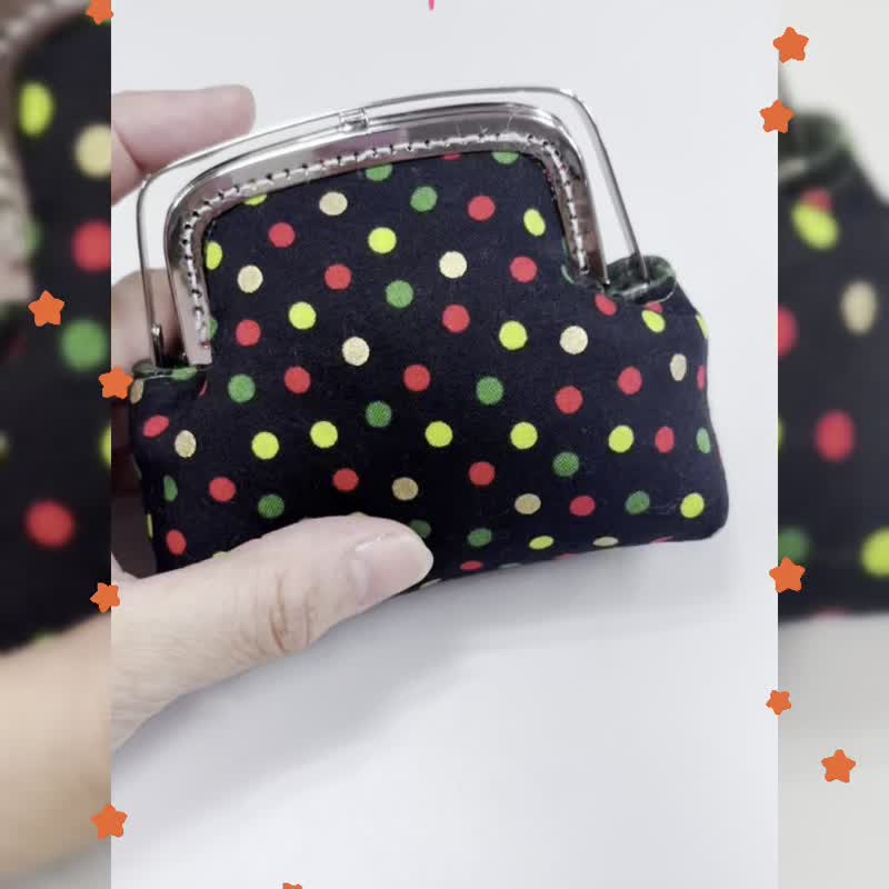 聖誕繽紛點點口金零錢包。手縫口金。交換禮物推薦 - 零錢包/小錢包 - 棉．麻 