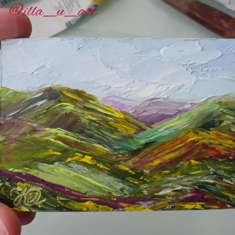 Tuscany Painting ACEO Original Art Landscape Wall Art Small Impasto Oil Painting - 海報/掛畫/掛布 - 其他材質 多色