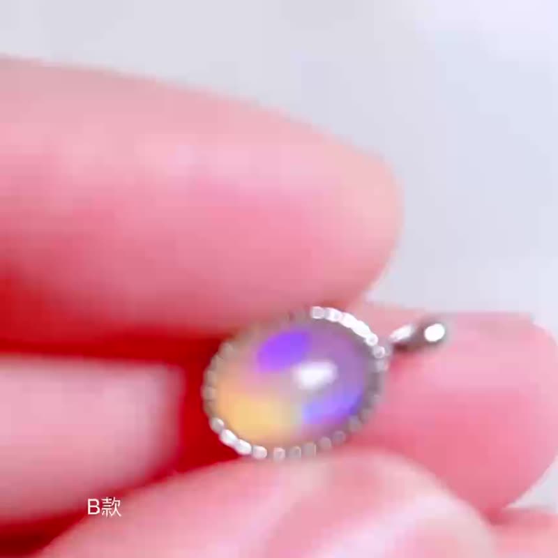 白歐泊小巧豆豆吊墜項鍊 / 蛋白石 / 925純銀 / Opal - 項鍊 - 寶石 白色