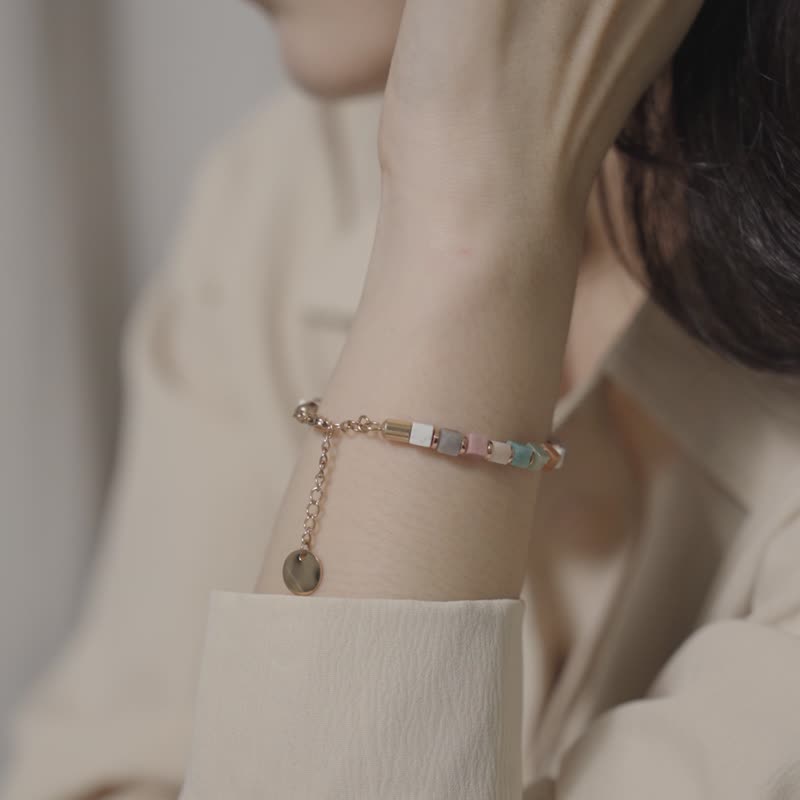 【NOUVELLE】Rubik's | Treasure | Colorful crystal bracelet - Bracelets - Crystal 