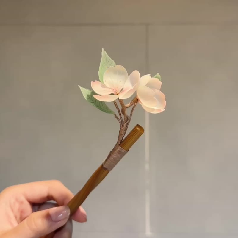 考研暫時停止接單~春櫻 | 髮簪 | 半熱縮 - 髮夾/髮圈 - 塑膠 粉紅色