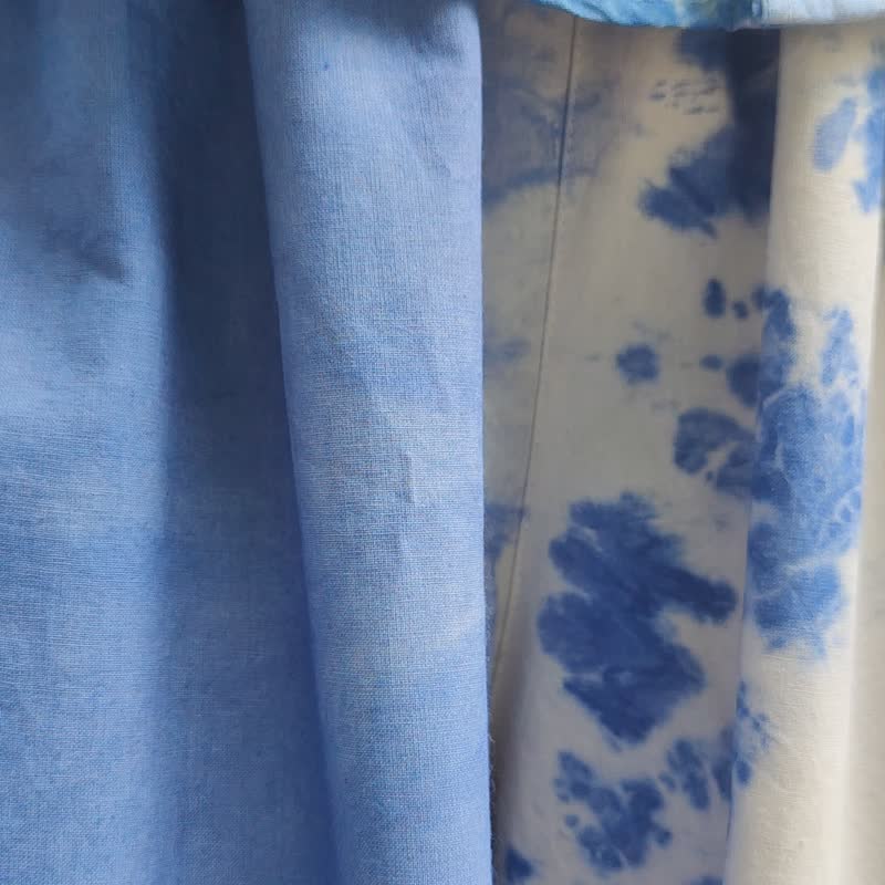 Jinda Pants I - 靛藍色紮染寬褲 - 女長褲 - 棉．麻 藍色