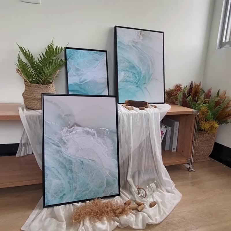 浪與岸I- 水藍色夏天海灘/酒精掛畫/居家佈置/客廳佈置/入厝禮 - 海報/掛畫/掛布 - 棉．麻 多色