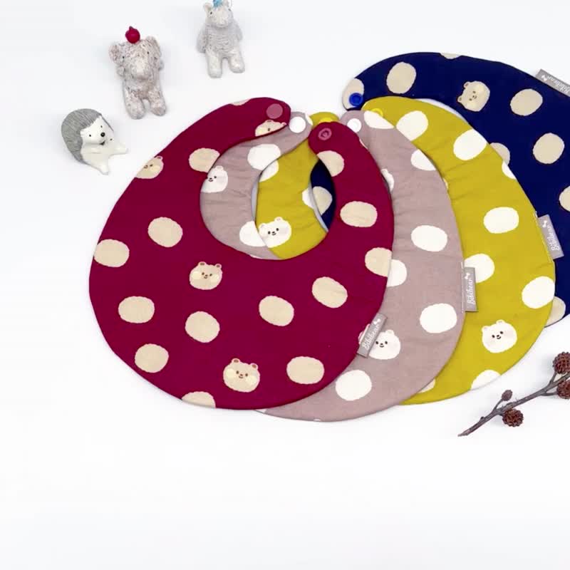 [Bibi Bear] Cute Shy Bear Bib Set - Bibs - Cotton & Hemp Multicolor