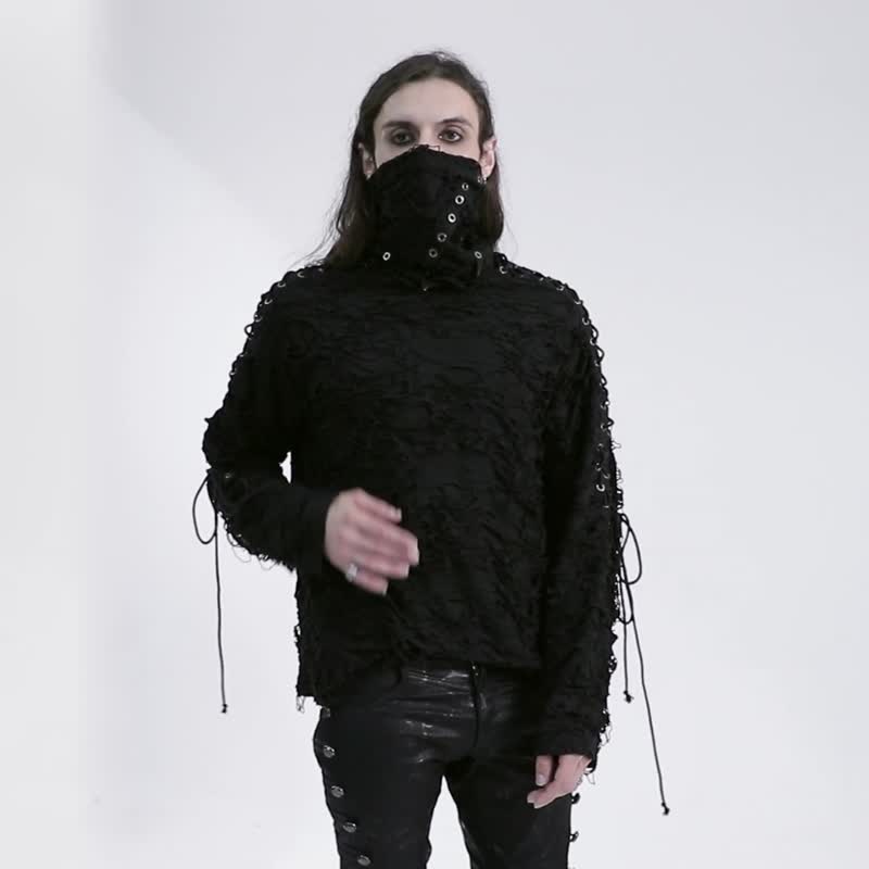 Wasteland Mummy Mage Turtleneck Mask Top - Men's Sweaters - Other Materials Black