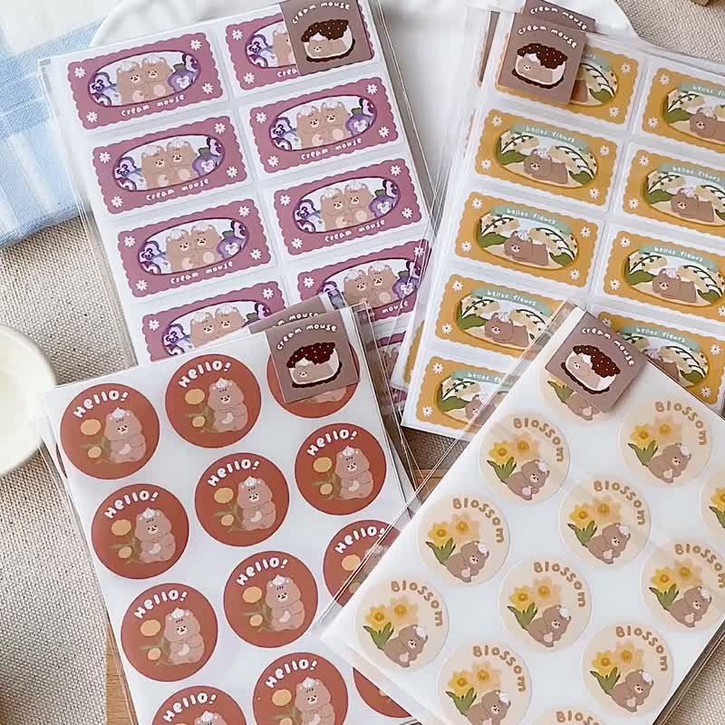 Cream Rat/Cream Rat Garden Sealing Sticker/Handbook Sticker 2 Patterns - Stickers - Paper Multicolor