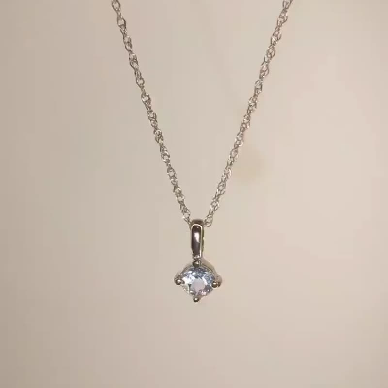 White topaz 5mm. with Special Rope chain - 項鍊 - 純銀 銀色