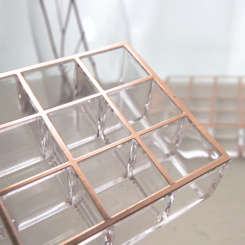 Rose Gold Acrylic 12 Spaces Lipstick Holder Organizer - Other - Acrylic Gold