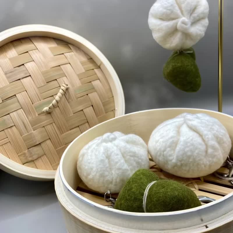 Betweenstops兩站間食物系列-金榜題名、包粽好運吊飾 - 鑰匙圈/鑰匙包 - 羊毛 多色
