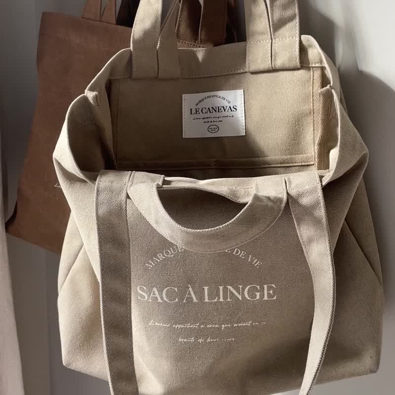 The Ally from Korea | CLAIR ECO BAG | Grey | Canvas Tote Bag Shoulder Bag - Handbags & Totes - Cotton & Hemp Khaki