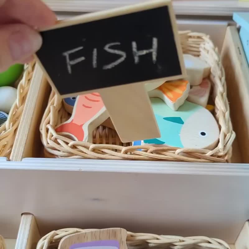 厳選シーフード盛り合わせバスケット - 知育玩具・ぬいぐるみ - 木製 