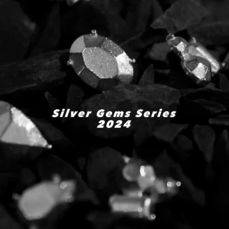 銀寶石耳環 Silver Gems Series - 耳環/耳夾 - 純銀 銀色