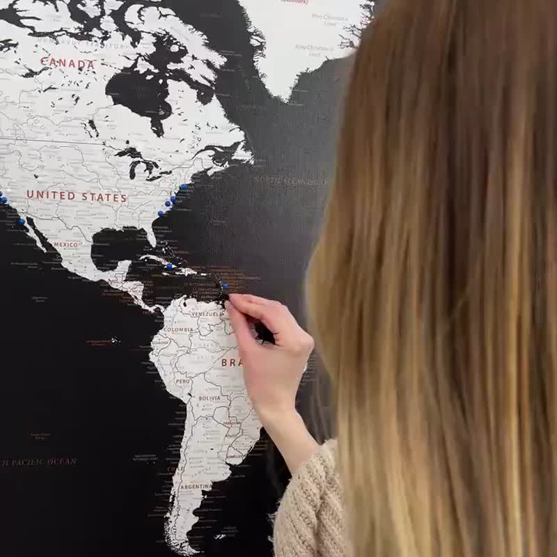 Wall Art Home Decor, Detailed World Map Canvas, Canvas Art, Gift for Her - ตกแต่งผนัง - วัสดุอื่นๆ 