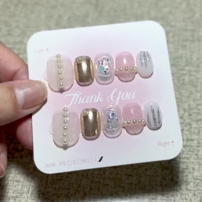 100%純手工訂製穿戴甲/甲片~淡雅閃亮珍珠~S/M/L - 其他 - 塑膠 白色